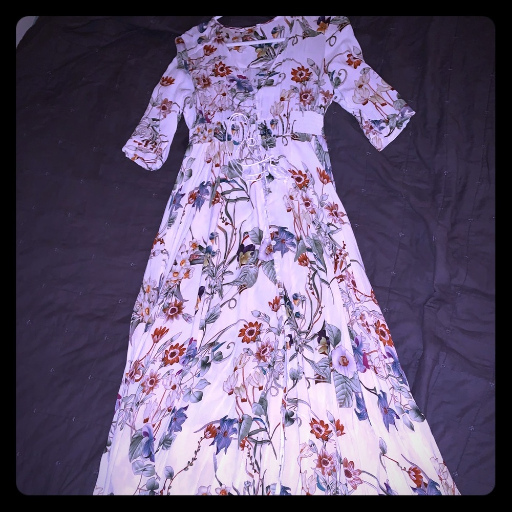 Long White Floral Dress